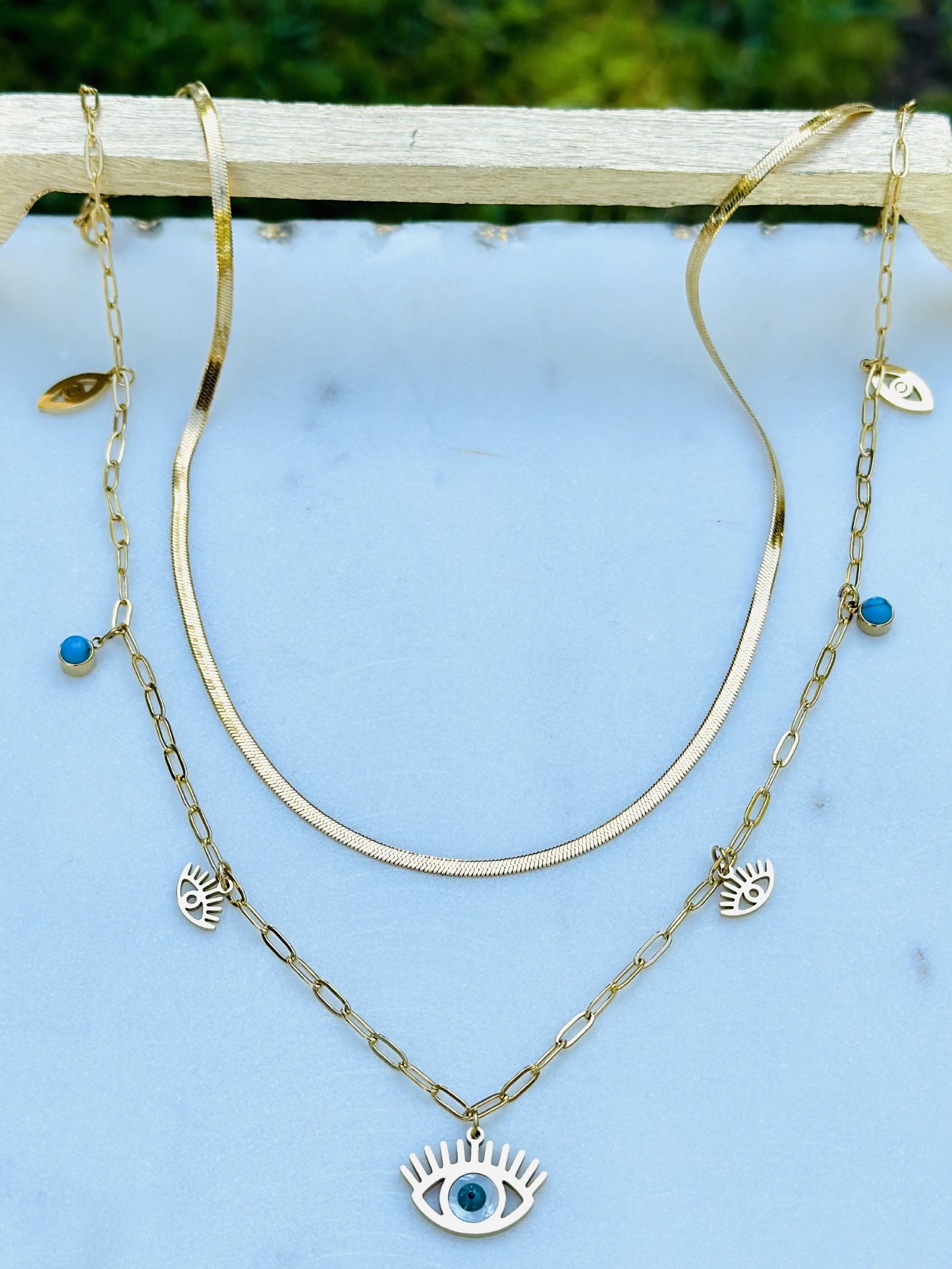 BLUE EYE DOUBLE NECKLACE